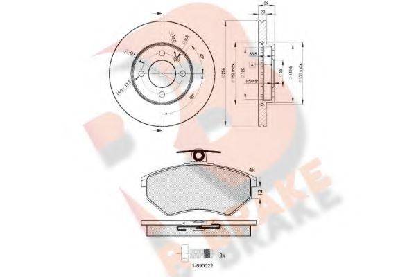 R BRAKE 3R10123790 Комплект тормозов, дисковый тормозной механизм