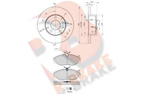 R BRAKE 3R10534680 Комплект тормозов, дисковый тормозной механизм