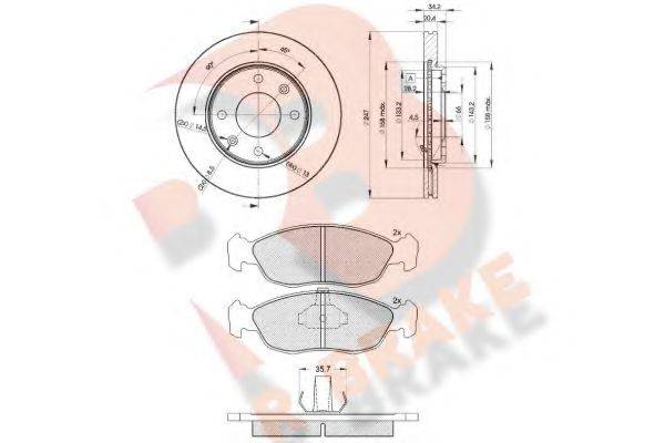 R BRAKE 3R11214694 Комплект тормозов, дисковый тормозной механизм