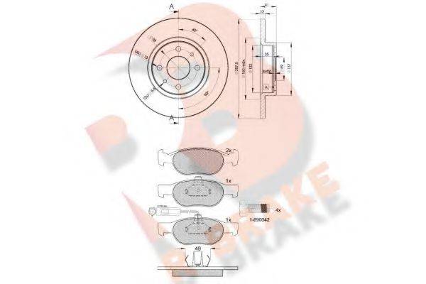 R BRAKE 3R11233466 Комплект тормозов, дисковый тормозной механизм