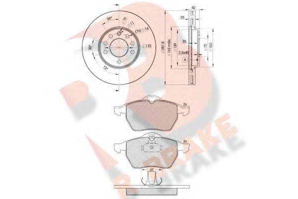 R BRAKE 3R11289043 Комплект тормозов, дисковый тормозной механизм