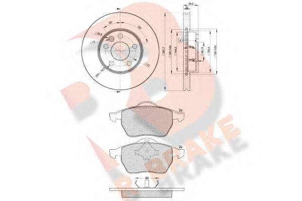 R BRAKE 3R11391093 Комплект тормозов, дисковый тормозной механизм