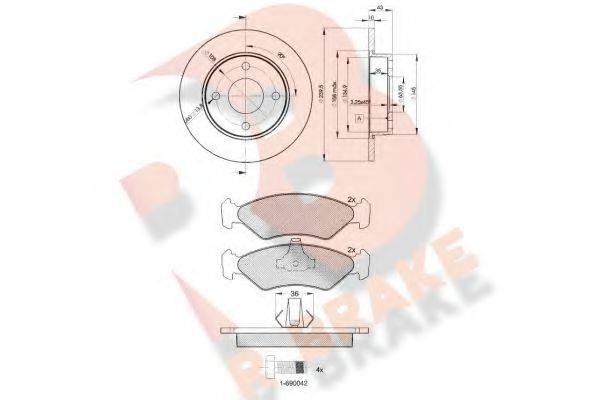R BRAKE 3R11431063 Комплект тормозов, дисковый тормозной механизм