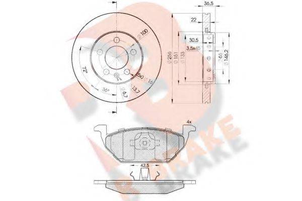 R BRAKE 3R11845602 Комплект тормозов, дисковый тормозной механизм