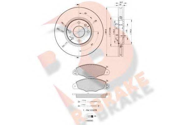 R BRAKE 3R12784753 Комплект тормозов, дисковый тормозной механизм