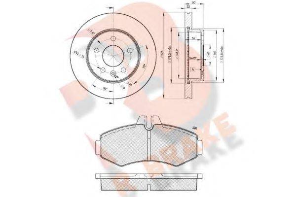 R BRAKE 3R12886380 Комплект тормозов, дисковый тормозной механизм