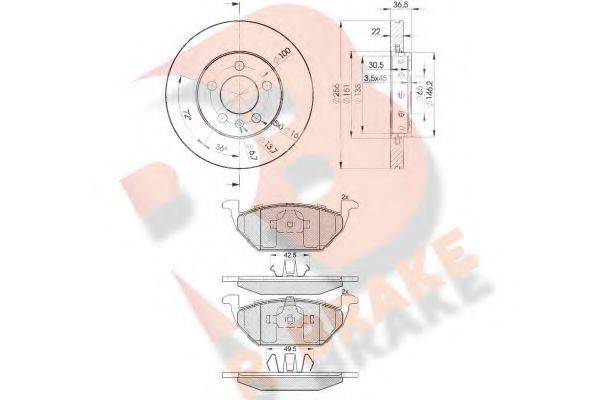 R BRAKE 3R13385602 Комплект тормозов, дисковый тормозной механизм