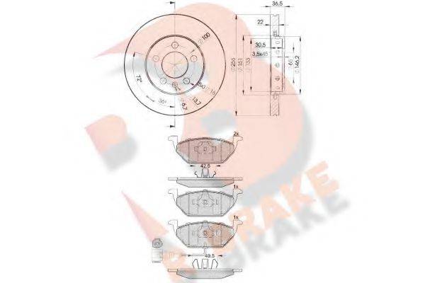 R BRAKE 3R13495602 Комплект тормозов, дисковый тормозной механизм