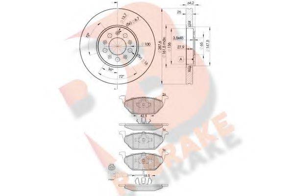 R BRAKE 3R13495604 Комплект тормозов, дисковый тормозной механизм