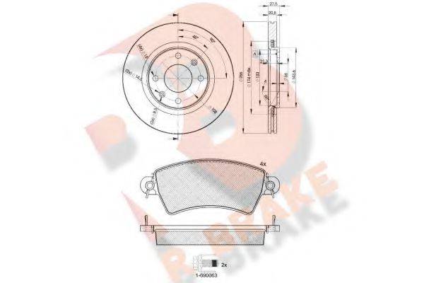 R BRAKE 3R13654697 Комплект тормозов, дисковый тормозной механизм