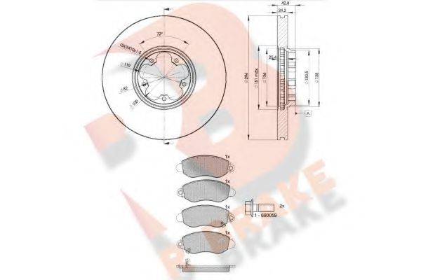 R BRAKE 3R13675613 Комплект тормозов, дисковый тормозной механизм