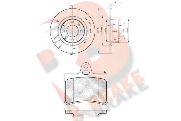 R BRAKE 3R14074754 Комплект тормозов, дисковый тормозной механизм