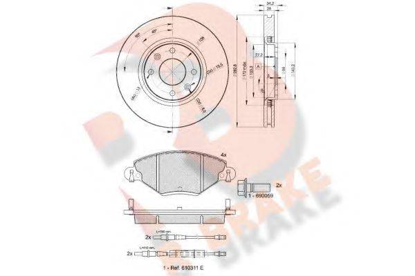 R BRAKE 3R14194752 Комплект тормозов, дисковый тормозной механизм
