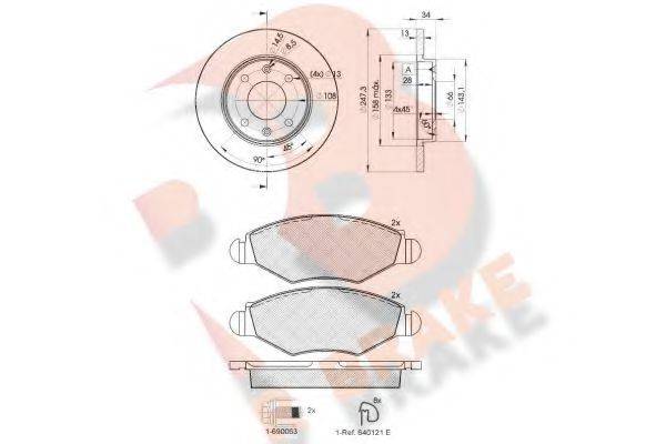 R BRAKE 3R14394298 Комплект тормозов, дисковый тормозной механизм
