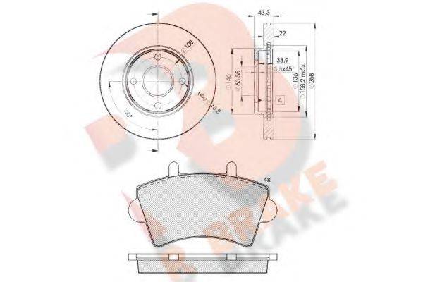 R BRAKE 3R14425344 Комплект тормозов, дисковый тормозной механизм