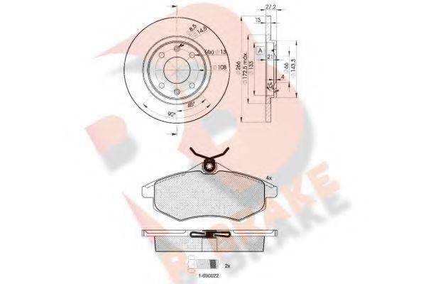 R BRAKE 3R14504692 Комплект тормозов, дисковый тормозной механизм