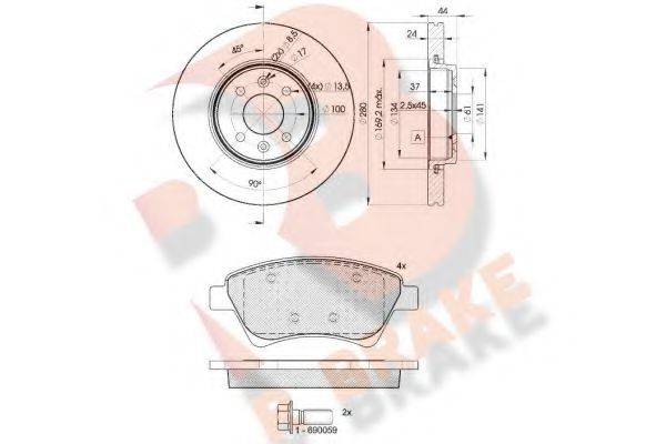 R BRAKE 3R15357829 Комплект тормозов, дисковый тормозной механизм