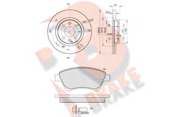 R BRAKE 3R15793550 Комплект тормозов, дисковый тормозной механизм