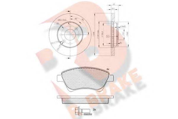 R BRAKE 3R15796572 Комплект тормозов, дисковый тормозной механизм