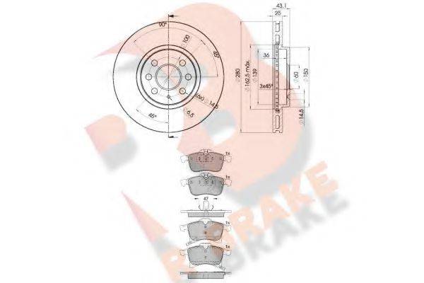 R BRAKE 3R15929007 Комплект тормозов, дисковый тормозной механизм