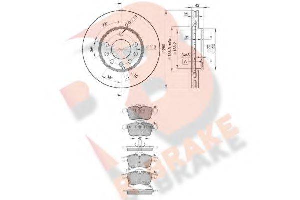 R BRAKE 3R15929060 Комплект тормозов, дисковый тормозной механизм