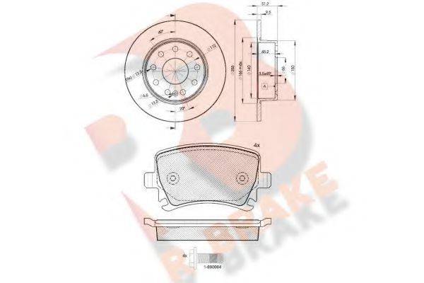 R BRAKE 3R16005616 Комплект тормозов, дисковый тормозной механизм