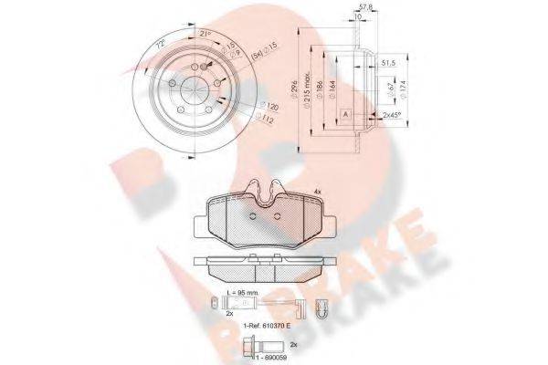 R BRAKE 3R16760416 Комплект тормозов, дисковый тормозной механизм