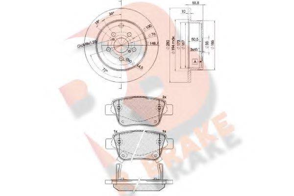 R BRAKE 3R16880503 Комплект тормозов, дисковый тормозной механизм