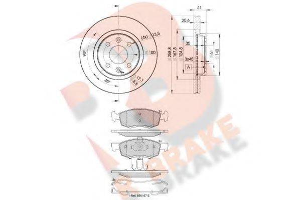 R BRAKE 3R19243550 Комплект тормозов, дисковый тормозной механизм