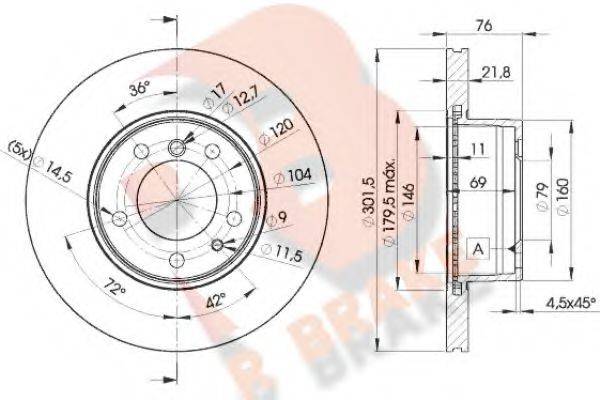 R BRAKE 78RBD18040 Тормозной диск