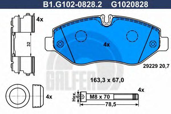 GALFER B1G10208282 Комплект тормозных колодок, дисковый тормоз