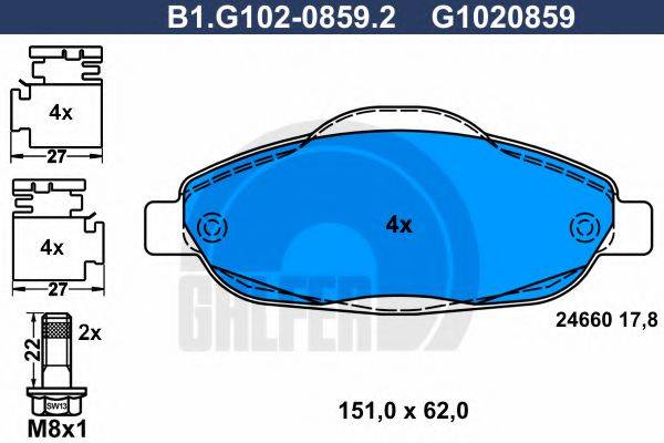 GALFER B1G10208592 Комплект тормозных колодок, дисковый тормоз