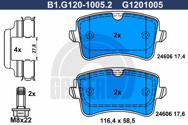 GALFER B1G12010052 Комплект тормозных колодок, дисковый тормоз