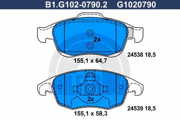 GALFER B1G10207902 Комплект тормозных колодок, дисковый тормоз