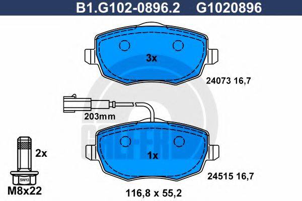 GALFER B1G10208962 Комплект тормозных колодок, дисковый тормоз