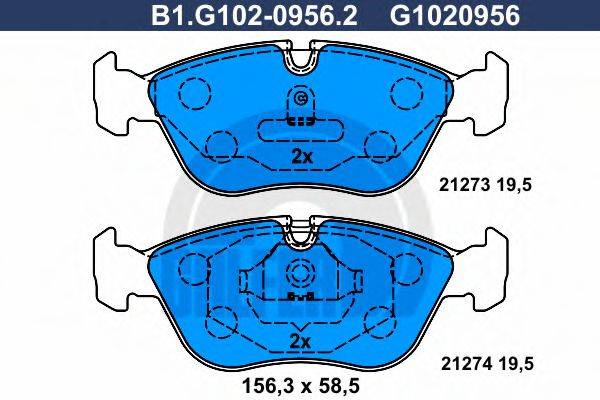 GALFER B1G10209562 Комплект тормозных колодок, дисковый тормоз