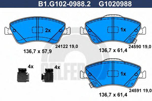 GALFER B1G10209882 Комплект тормозных колодок, дисковый тормоз