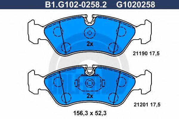 GALFER B1G10202582 Комплект тормозных колодок, дисковый тормоз