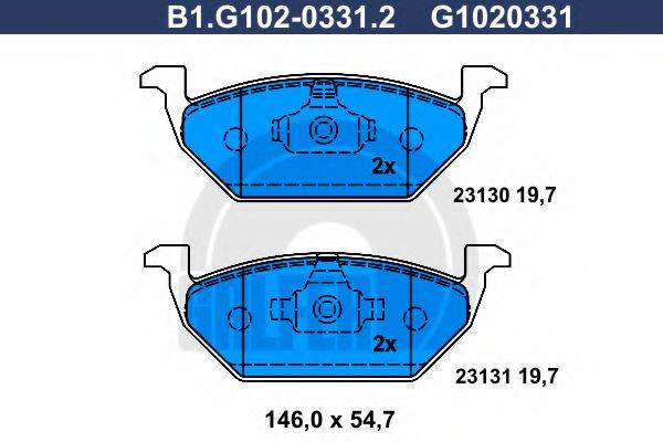 GALFER B1G10203312 Комплект тормозных колодок, дисковый тормоз