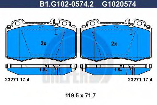 GALFER B1G10205742 Комплект тормозных колодок, дисковый тормоз