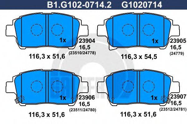 GALFER B1G10207142 Комплект тормозных колодок, дисковый тормоз