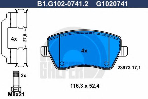 GALFER B1G10207412 Комплект тормозных колодок, дисковый тормоз