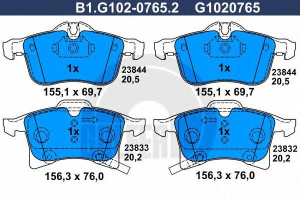 GALFER B1G10207652 Комплект тормозных колодок, дисковый тормоз