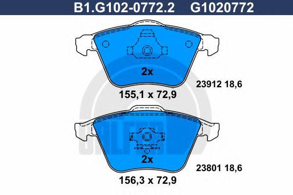 GALFER B1G10207722 Комплект тормозных колодок, дисковый тормоз