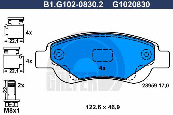 GALFER B1G10208302 Комплект тормозных колодок, дисковый тормоз