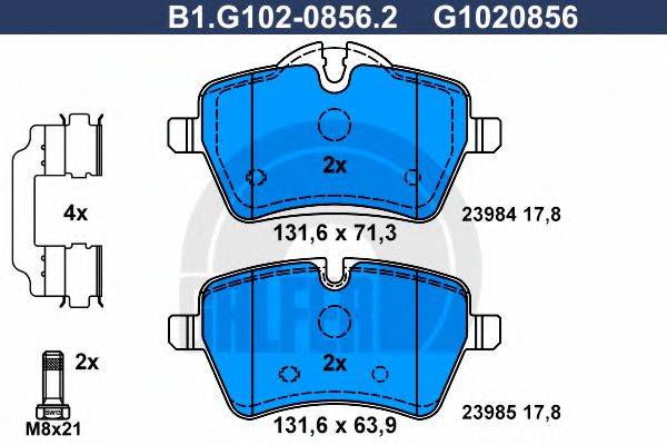 GALFER B1G10208562 Комплект тормозных колодок, дисковый тормоз