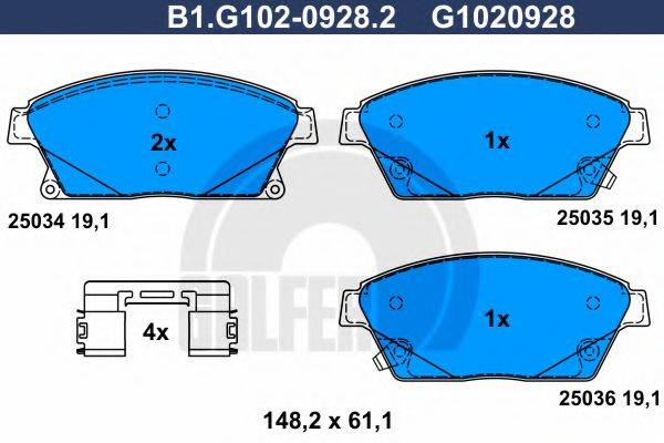 GALFER B1G10209282 Комплект тормозных колодок, дисковый тормоз