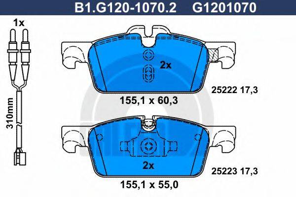 GALFER B1G12010702 Комплект тормозных колодок, дисковый тормоз