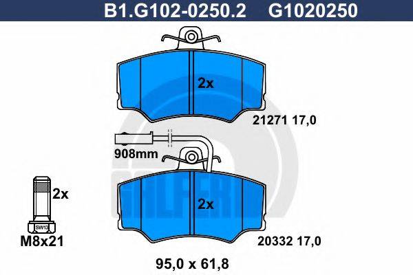 GALFER B1G10202502 Комплект тормозных колодок, дисковый тормоз