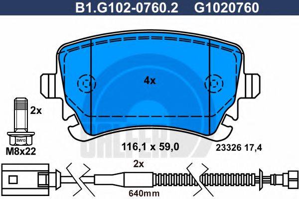 GALFER B1G10207602 Комплект тормозных колодок, дисковый тормоз